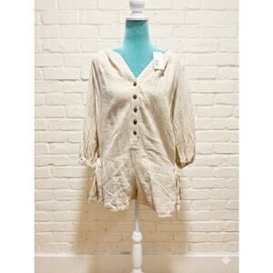 Petal & Pup Mabel Romper Cotton Linen Cream Cottagecore Coastal Grandmother s